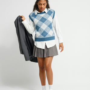 Gingham Blue Vest